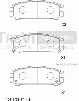 Trevi Automotive PF1581 - Тормозные колодки, дисковые, комплект autospares.lv