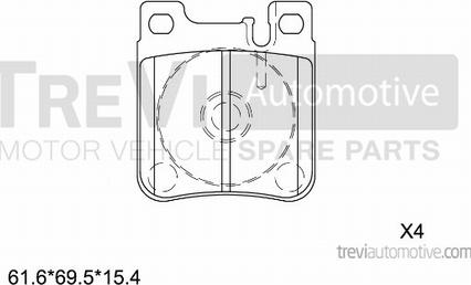 Trevi Automotive PF1583 - Тормозные колодки, дисковые, комплект autospares.lv