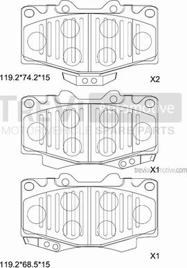 Trevi Automotive PF1582 - Тормозные колодки, дисковые, комплект autospares.lv