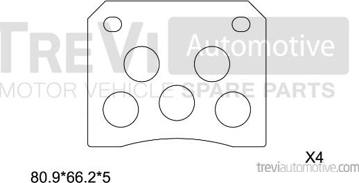 Trevi Automotive PF1587 - Тормозные колодки, дисковые, комплект autospares.lv