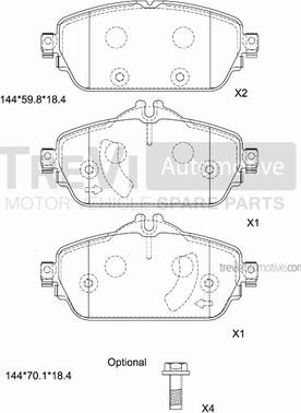 Trevi Automotive PF1534 - Тормозные колодки, дисковые, комплект autospares.lv