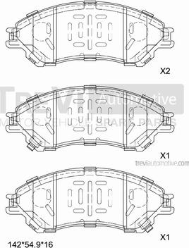 Trevi Automotive PF1535 - Тормозные колодки, дисковые, комплект autospares.lv