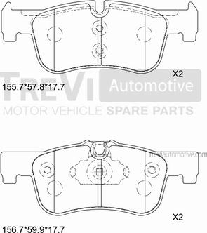 Trevi Automotive PF1531 - Тормозные колодки, дисковые, комплект autospares.lv