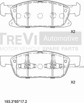 Trevi Automotive PF1537 - Тормозные колодки, дисковые, комплект autospares.lv