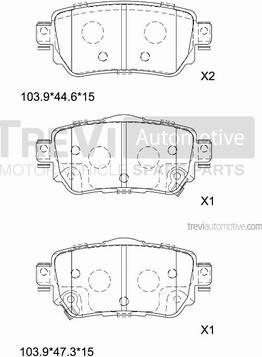 Trevi Automotive PF1529 - Тормозные колодки, дисковые, комплект autospares.lv