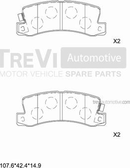 Trevi Automotive PF1524 - Тормозные колодки, дисковые, комплект autospares.lv