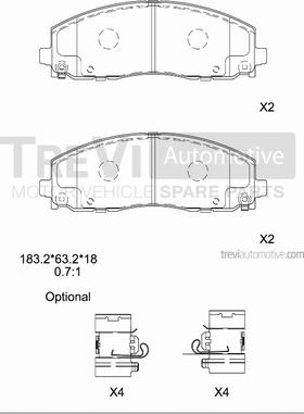 Trevi Automotive PF1525 - Тормозные колодки, дисковые, комплект autospares.lv