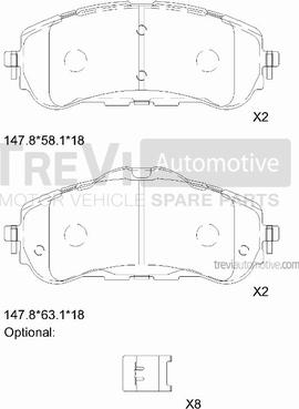 Trevi Automotive PF1520 - Тормозные колодки, дисковые, комплект autospares.lv