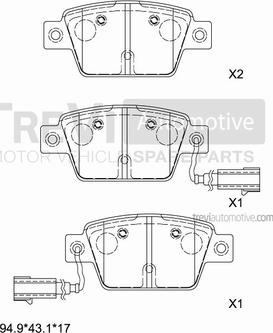 Trevi Automotive PF1528 - Тормозные колодки, дисковые, комплект autospares.lv