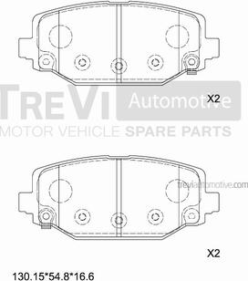 Trevi Automotive PF1523 - Тормозные колодки, дисковые, комплект autospares.lv