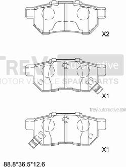 Trevi Automotive PF1579 - Тормозные колодки, дисковые, комплект autospares.lv