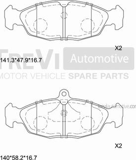 Trevi Automotive PF1571 - Тормозные колодки, дисковые, комплект autospares.lv