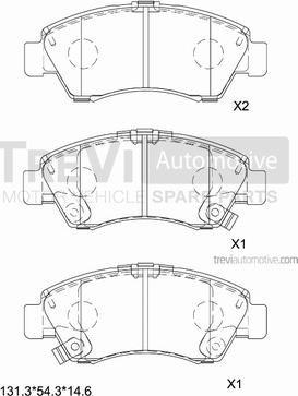 Trevi Automotive PF1578 - Тормозные колодки, дисковые, комплект autospares.lv