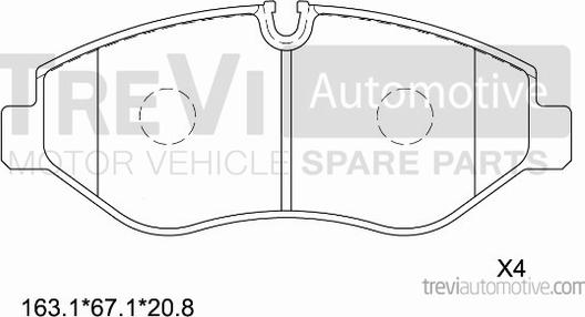 Trevi Automotive PF1644 - Тормозные колодки, дисковые, комплект autospares.lv