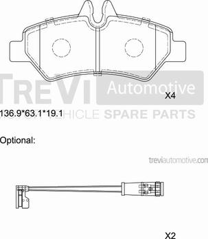 Trevi Automotive PF1646 - Тормозные колодки, дисковые, комплект autospares.lv