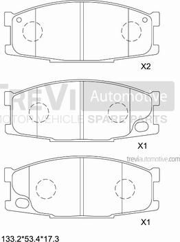 Trevi Automotive PF1640 - Тормозные колодки, дисковые, комплект autospares.lv