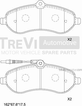 Trevi Automotive PF1641 - Тормозные колодки, дисковые, комплект autospares.lv