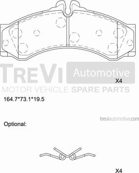 Trevi Automotive PF1647 - Тормозные колодки, дисковые, комплект autospares.lv