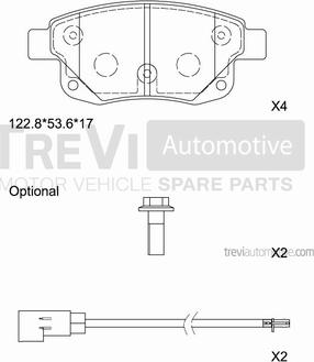 Trevi Automotive PF1654 - Тормозные колодки, дисковые, комплект autospares.lv