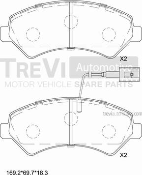 Trevi Automotive PF1650 - Тормозные колодки, дисковые, комплект autospares.lv