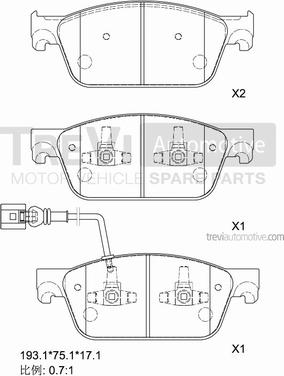 Trevi Automotive PF1664 - Тормозные колодки, дисковые, комплект autospares.lv