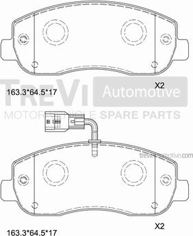 Trevi Automotive PF1667 - Тормозные колодки, дисковые, комплект autospares.lv