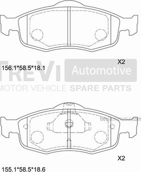 Trevi Automotive PF1601 - Тормозные колодки, дисковые, комплект autospares.lv