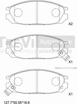 Trevi Automotive PF1608 - Тормозные колодки, дисковые, комплект autospares.lv