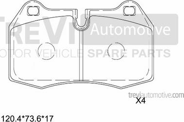 Trevi Automotive PF1616 - Тормозные колодки, дисковые, комплект autospares.lv