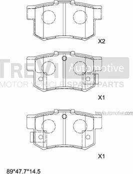 Trevi Automotive PF1610 - Тормозные колодки, дисковые, комплект autospares.lv