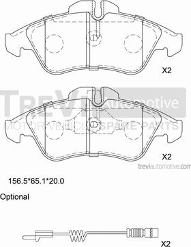 Trevi Automotive PF1618 - Тормозные колодки, дисковые, комплект autospares.lv