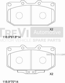 Trevi Automotive PF1613 - Тормозные колодки, дисковые, комплект autospares.lv