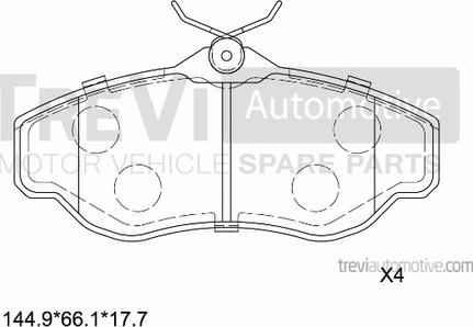 Trevi Automotive PF1612 - Тормозные колодки, дисковые, комплект autospares.lv