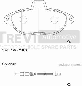 Trevi Automotive PF1617 - Тормозные колодки, дисковые, комплект autospares.lv