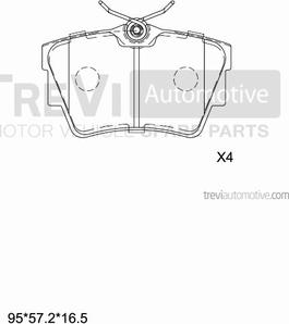 Trevi Automotive PF1634 - Тормозные колодки, дисковые, комплект autospares.lv