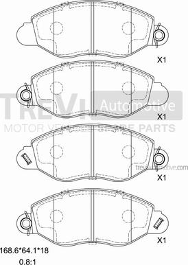 Trevi Automotive PF1636 - Тормозные колодки, дисковые, комплект autospares.lv