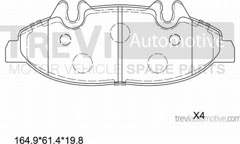 Trevi Automotive PF1631 - Тормозные колодки, дисковые, комплект autospares.lv