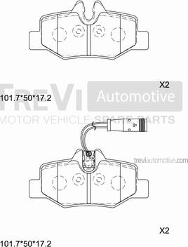 Trevi Automotive PF1632 - Тормозные колодки, дисковые, комплект autospares.lv