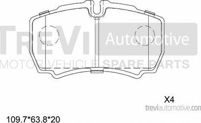 Trevi Automotive PF1624 - Тормозные колодки, дисковые, комплект autospares.lv