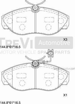 Trevi Automotive PF1679 - Тормозные колодки, дисковые, комплект autospares.lv