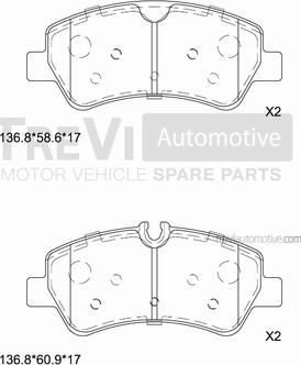 Trevi Automotive PF1670 - Тормозные колодки, дисковые, комплект autospares.lv