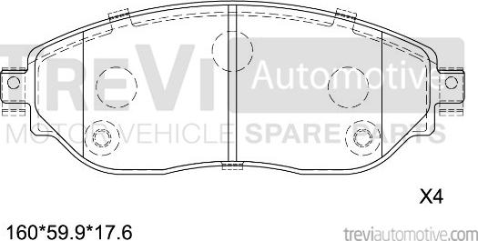 Trevi Automotive PF1673 - Тормозные колодки, дисковые, комплект autospares.lv
