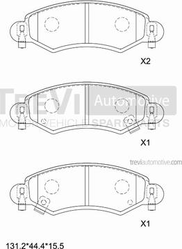 Trevi Automotive PF1099 - Тормозные колодки, дисковые, комплект autospares.lv