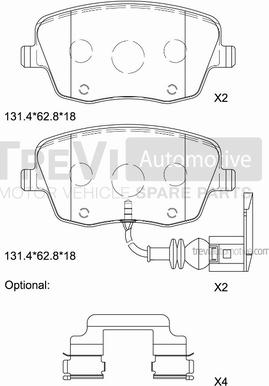 Trevi Automotive PF1095 - Тормозные колодки, дисковые, комплект autospares.lv