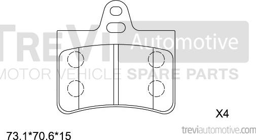 Trevi Automotive PF1092 - Тормозные колодки, дисковые, комплект autospares.lv