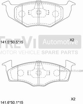 Trevi Automotive PF1049 - Тормозные колодки, дисковые, комплект autospares.lv