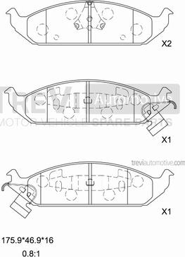 Trevi Automotive PF1045 - Тормозные колодки, дисковые, комплект autospares.lv