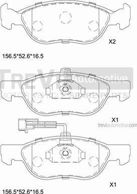 Trevi Automotive PF1040 - Тормозные колодки, дисковые, комплект autospares.lv