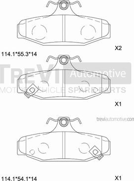 Trevi Automotive PF1041 - Тормозные колодки, дисковые, комплект autospares.lv