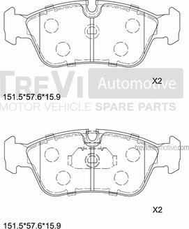 Trevi Automotive PF1055 - Тормозные колодки, дисковые, комплект autospares.lv